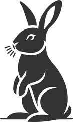 Fototapeta premium A rabbit standing on its hind legs, looking around vector animal silhouette