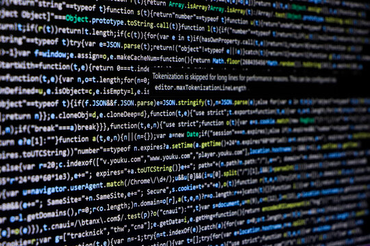 Technology background, coding screen of web developer or software developer