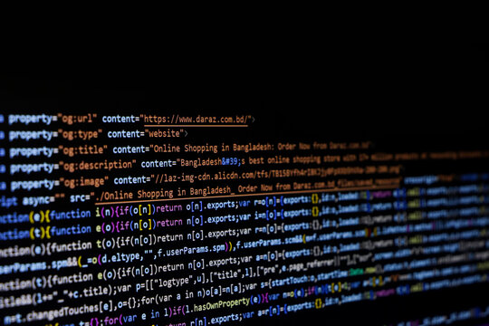 Technology background, coding screen of web developer or software developer