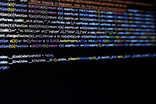 Technology background, coding screen of web developer or software developer