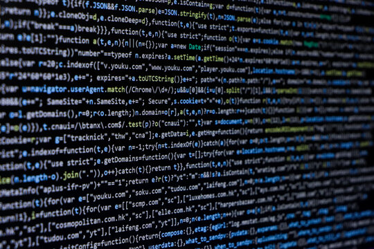 Technology background, coding screen of web developer or software developer