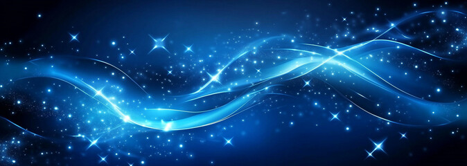 Fototapeta premium Futuristic dark blue background with glowing wavy tech lines