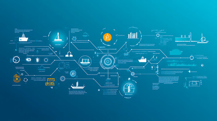 Innovative maritime technology solutions global ocean infographic data digital environment aerial view connectivity concept