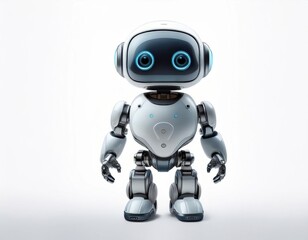 Cute Mini ai robot isolated on transparent background