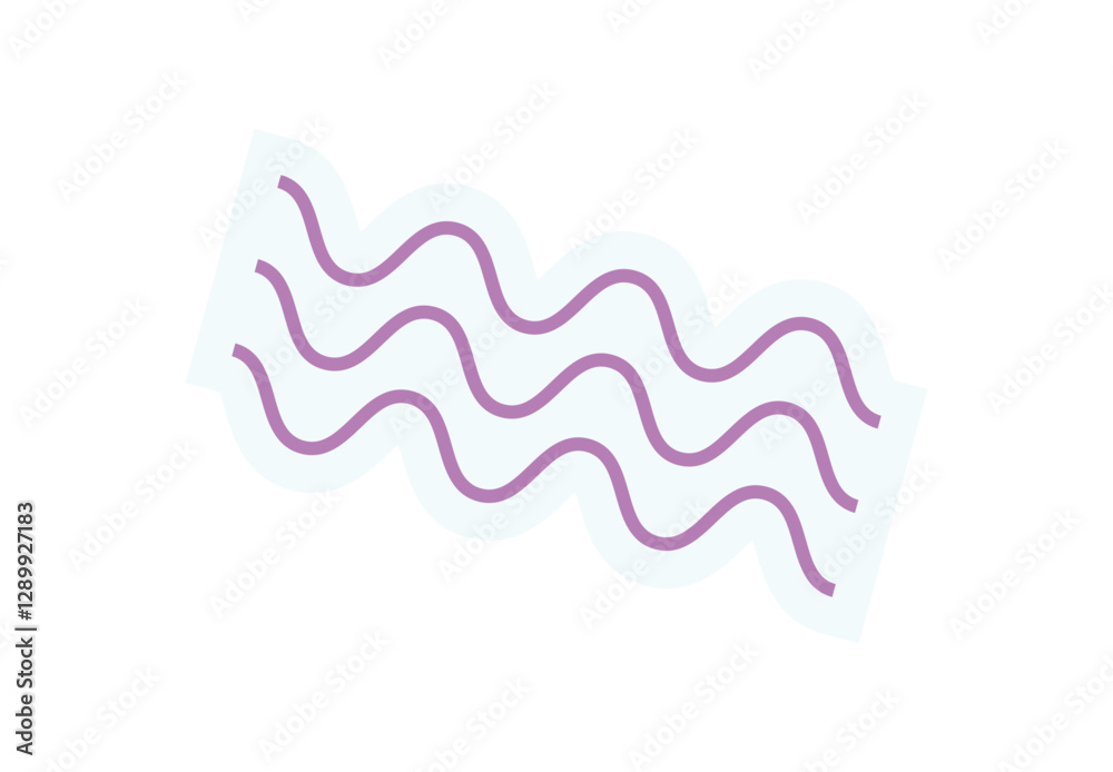 Wall mural brutalist wave element sticker. abstract shape figure. minimal flat design, y2k aesthetic, geometric