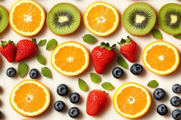 Brighten your day with this medley of fresh and colorful fruits.- Seamless Pattern - Seamless Pattern