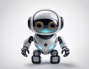 Cute Mini ai robot isolated on transparent background
