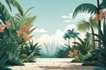 Fototapeta premium Tropical garden land landscape outdoors.