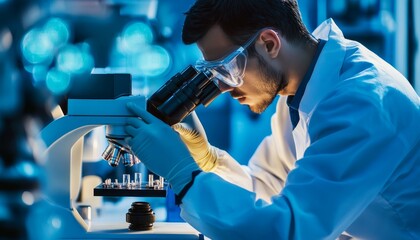 Nanotechnology research advancements in laboratory science environment close-up