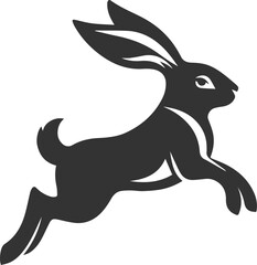 Obraz premium A rabbit leaping mid air with legs stretched out vector animal silhouette