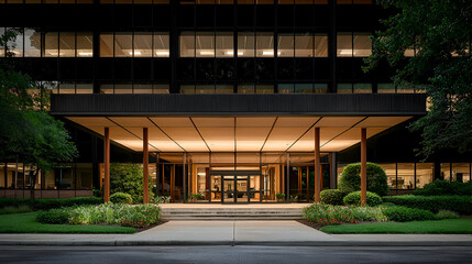 Obraz premium Modern Building Entrance at Night