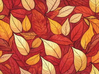 Obraz premium Abstract glow blur Light Red, Yellow doodle pattern with leaves. Modern geometrical abstract illustration with leaves
