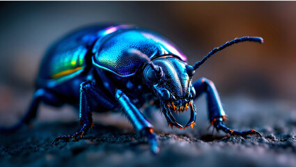 Of shiny blue beetle isolated on transparent background cutout generative ai,67