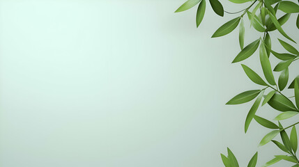 Fototapeta premium Green Leaves on Light Green Background