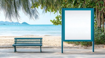 Tropical beachfront bliss capturing serene scenes with marketing potential on blank billboards