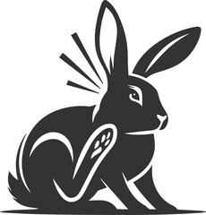 A rabbit scratching its ear with its hind leg vector animal silhouette