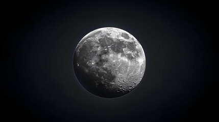 Fototapeta premium Detailed Grey Moon Surface Against Dark Background
