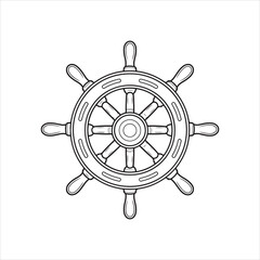 Obraz premium Four Vector Ship Steering Wheels, Graphic Design Element