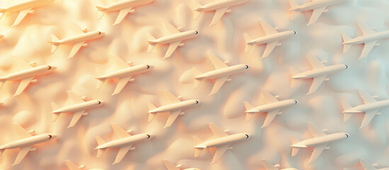 Minimalist travel concept with 3D airplane model pattern