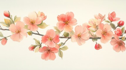 A delicate arrangement of pink cherry blossoms on a soft background.