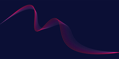 Abstract glowing wave lines on dark blue background. Dynamic wave pattern. Modern flowing wavy lines. Suit for banner, poster