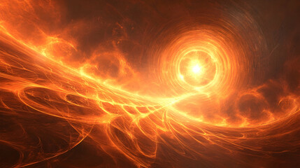 Fototapeta premium view of a glowing orb radiating light waves in concentric patterns