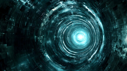 view of a glowing orb radiating light waves in concentric patterns