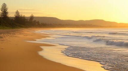 Golden Sunrise over Avoca Beach, New South Wales, Australia.