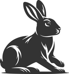 A rabbit stretching its front paws forward vector animal silhouette