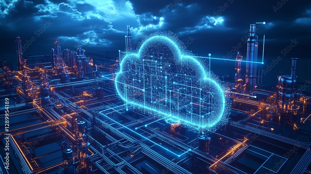 Aufkleber illustration of cloud computing connected to a pipe network