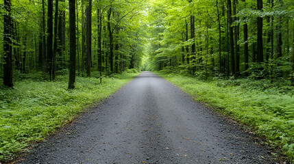 Fototapeta premium Sunlit Forest Pathway: A Tranquil Nature Scene