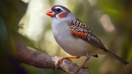 Bird perched on a tree branch surrounded by green leaves in a natural setting