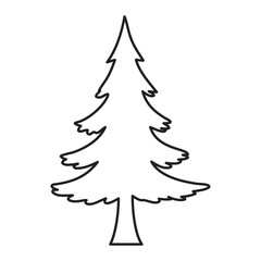 Obraz premium Forest Outline Simple Pine Tree Black and White