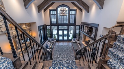 Obraz premium Luxurious Interior Staircase Foyer View