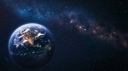 Obraz premium Earth globe in a dark, starry space, simple and abstract representation