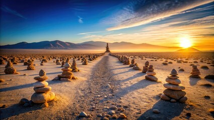 Panoramic Desert Path: Minimalist Landscape Photography, Symbolic Journey, Text Overlay