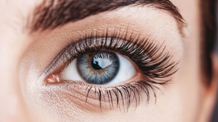 Obraz premium Mesmerizing Close - Up: A Female Eye Adorned with Long Eyelashes
