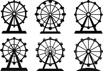 Set of Ferris Wheel Silhouette Vector Illustration design