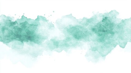 Fototapeta premium A vibrant, watercolor-painted round circle, its edges softly blurred and infused with the hues of green and blue, floats gracefully against a pure white or transparent background, offering a 