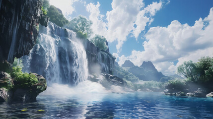 Beautiful Natural Waterfall Landscape