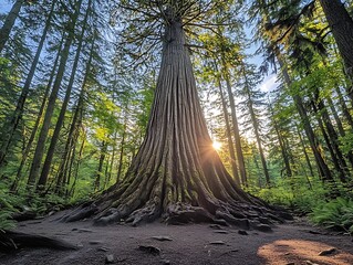 Giant Redwood Forest Sunset