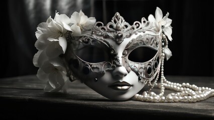 multi-tiered wooden stage set against a dramatic sky with a vibrant rainbow arching above and colorful clouds