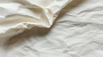 Obraz premium Cream Linen Fabric Texture Wrinkled Draped Soft Natural Background