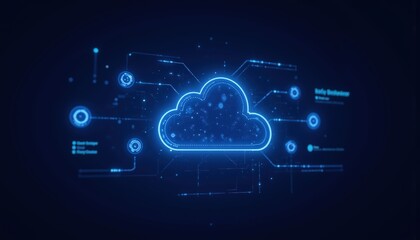 Futuristic Cloud Computing Concept with Digital Connections