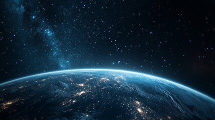 Obraz premium Earth globe in a dark, starry space, simple and abstract representation