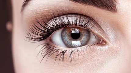 Obraz premium Mesmerizing Close - Up: A Female Eye Adorned with Long Eyelashes