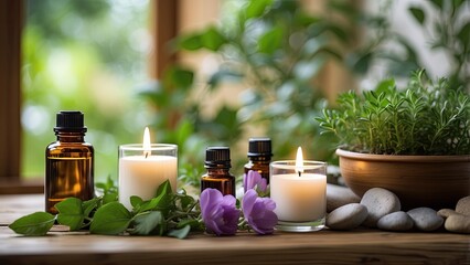 A serene spa setting featuring neatly folded towels