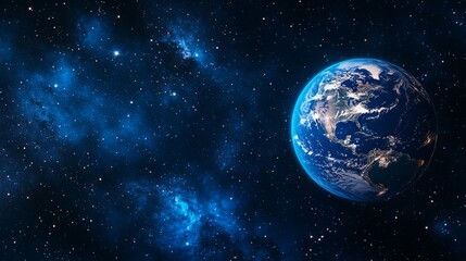 Obraz premium Earth globe in a dark, starry space, simple and abstract representation