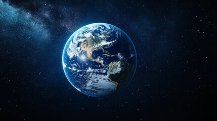 Earth globe in a dark, starry space, simple and abstract representation