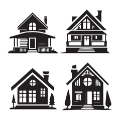 Home Silhouette Vector on a White Background